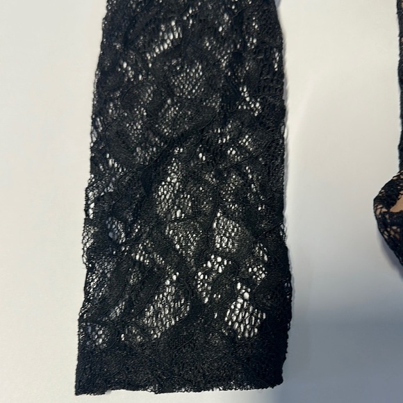 BCBGMaxAzria Black and Tan Asymmetrical Fitted Bodysuit - Picture 6 of 8